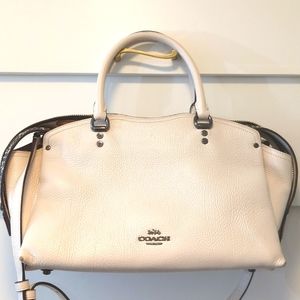 COACH white /snakeskin leather shoulder bag w/ top handle